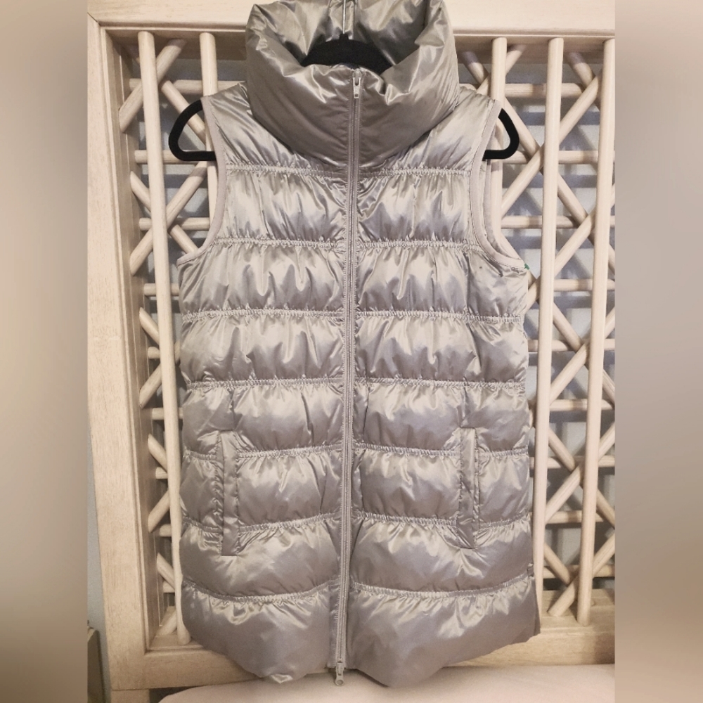 Eileen Fisher down Metallic silver puffer vest